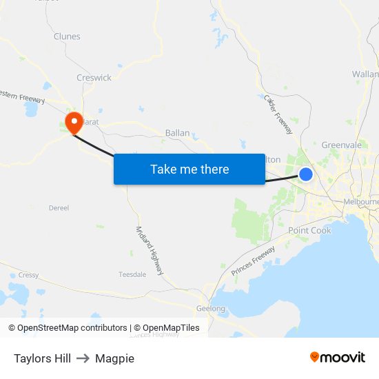 Taylors Hill to Magpie map