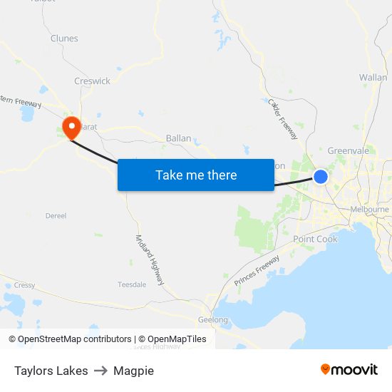 Taylors Lakes to Magpie map