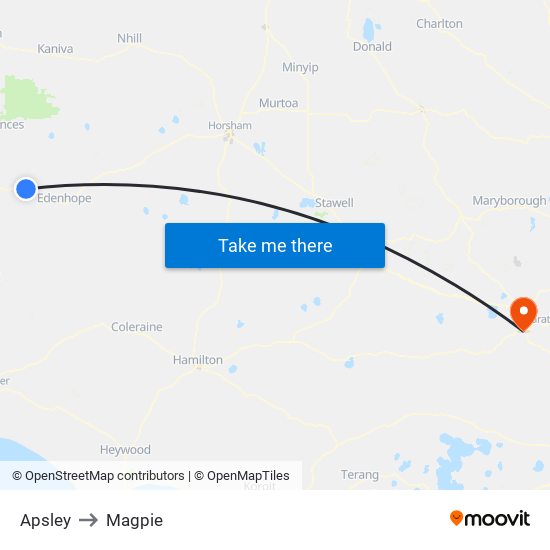 Apsley to Magpie map