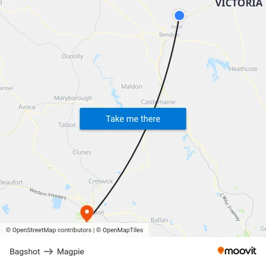 Bagshot to Magpie map
