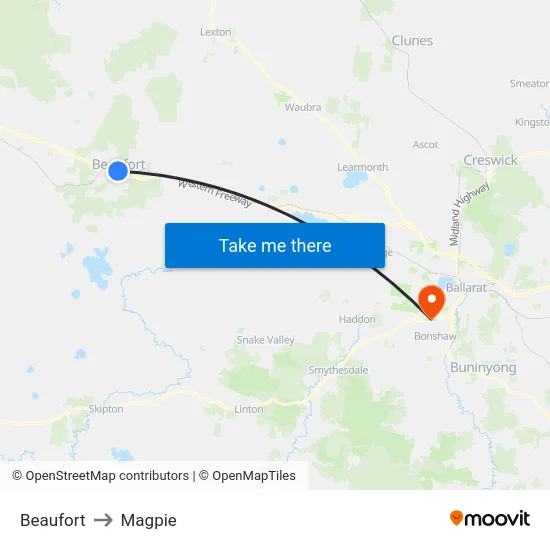 Beaufort to Magpie map