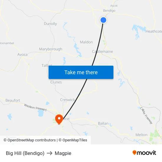 Big Hill (Bendigo) to Magpie map
