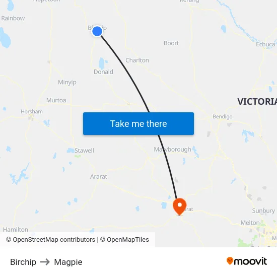 Birchip to Magpie map
