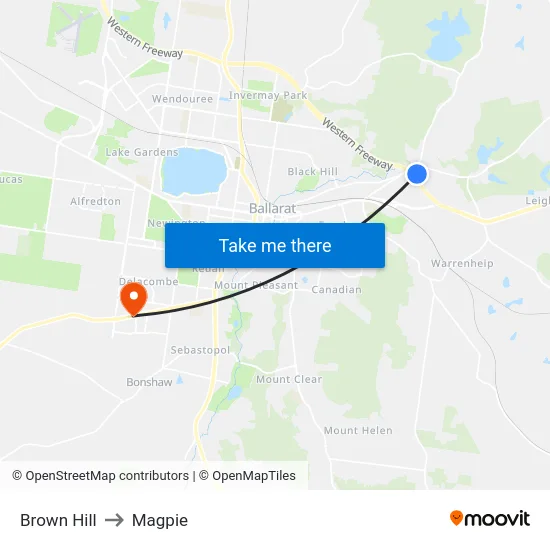 Brown Hill to Magpie map