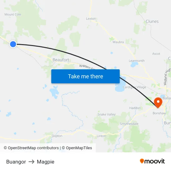 Buangor to Magpie map
