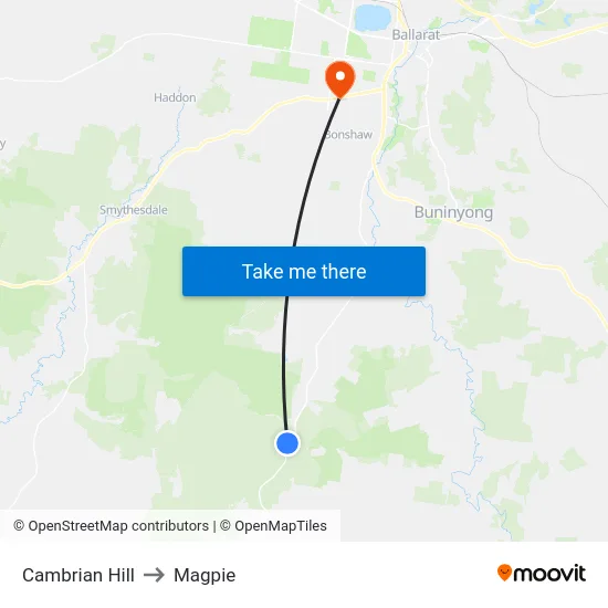Cambrian Hill to Magpie map