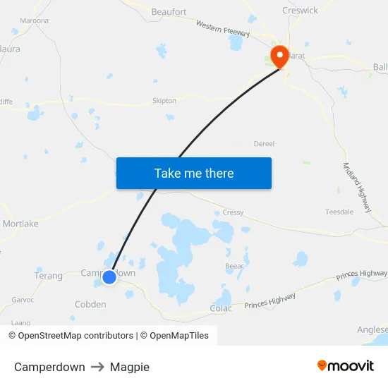 Camperdown to Magpie map