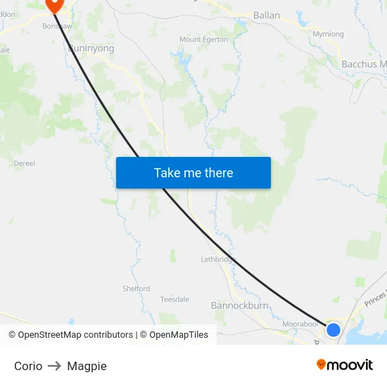 Corio to Magpie map