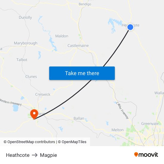 Heathcote to Magpie map