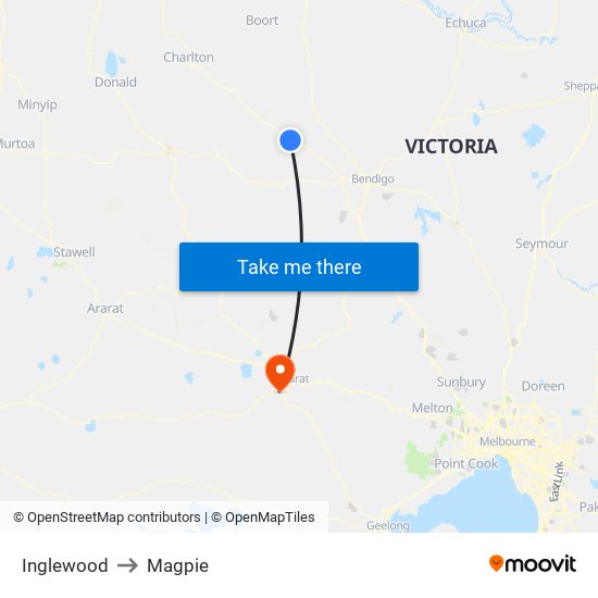Inglewood to Magpie map