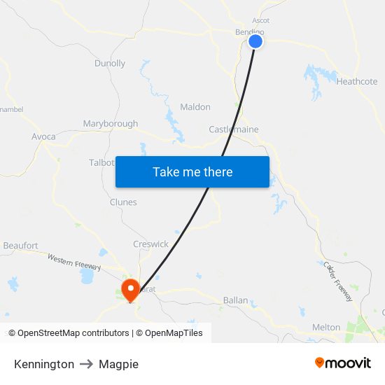 Kennington to Magpie map