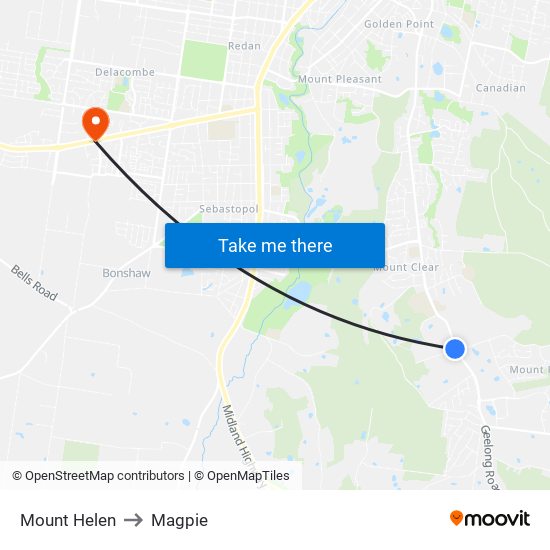 Mount Helen to Magpie map