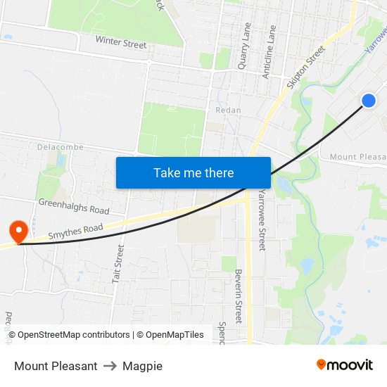 Mount Pleasant to Magpie map