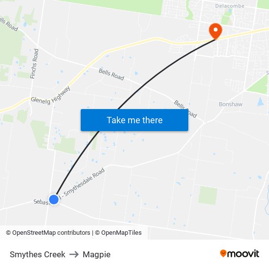 Smythes Creek to Magpie map