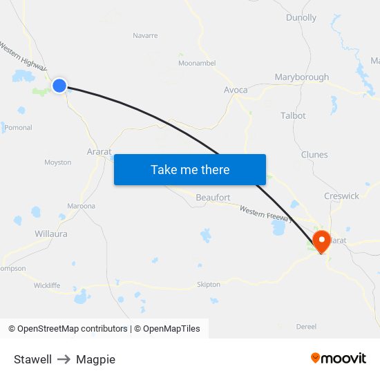 Stawell to Magpie map