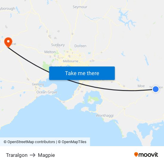 Traralgon to Magpie map