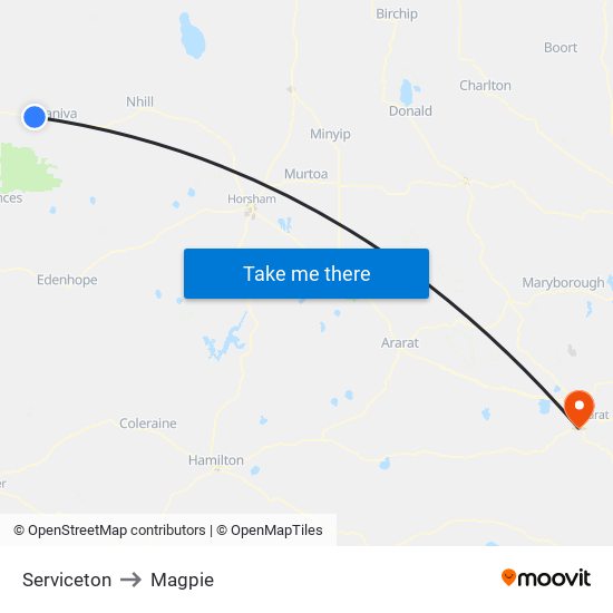 Serviceton to Magpie map