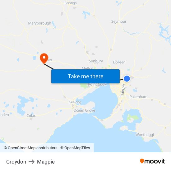 Croydon to Magpie map