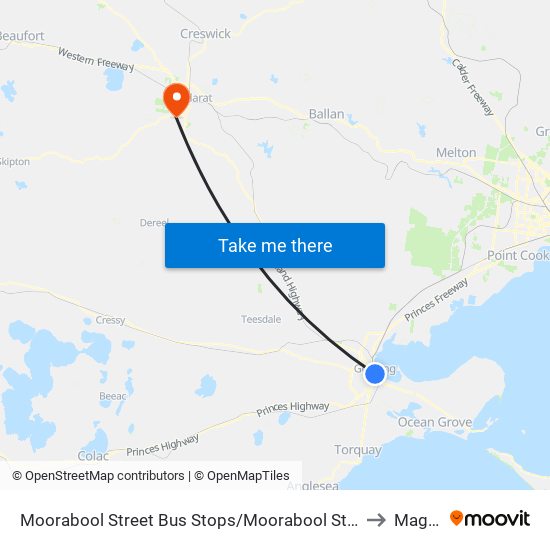 Moorabool Street Bus Stops/Moorabool St (Geelong) to Magpie map