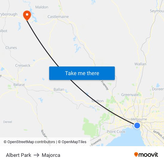 Albert Park to Majorca map