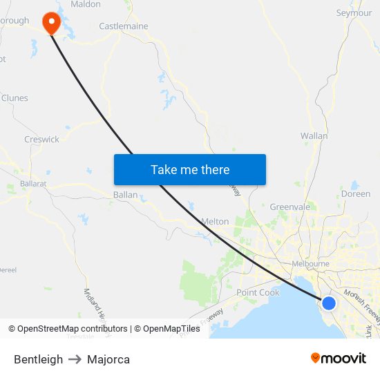 Bentleigh to Majorca map