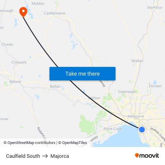 Caulfield South to Majorca map