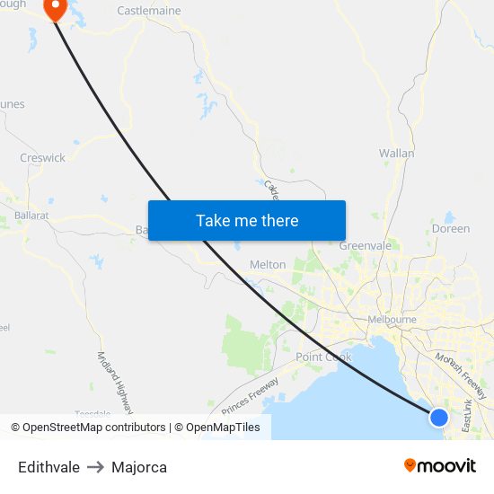 Edithvale to Majorca map