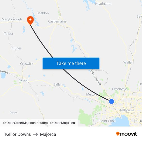 Keilor Downs to Majorca map