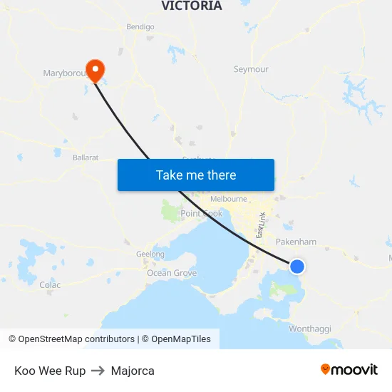 Koo Wee Rup to Majorca map