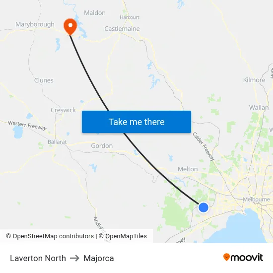 Laverton North to Majorca map