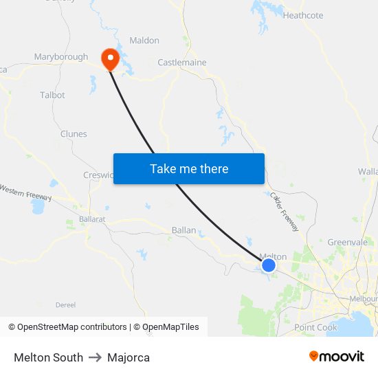 Melton South to Majorca map