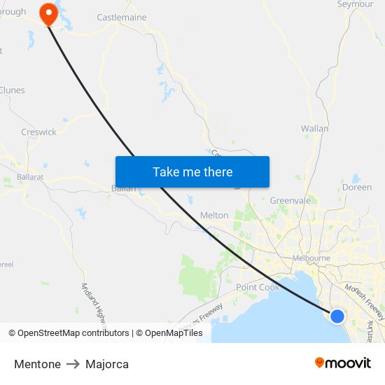 Mentone to Majorca map