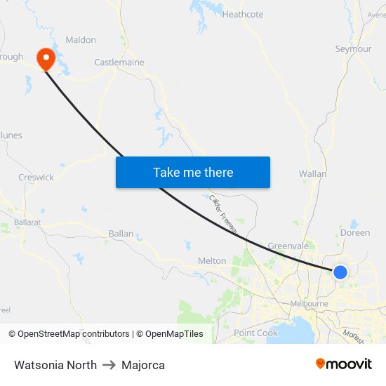 Watsonia North to Majorca map