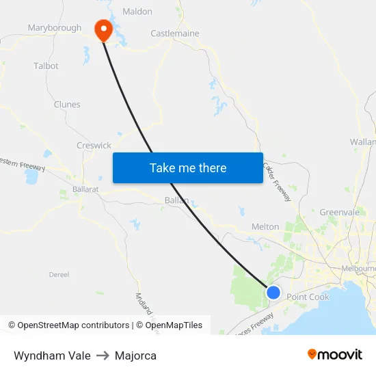 Wyndham Vale to Majorca map