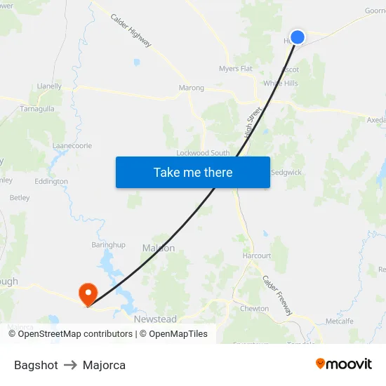 Bagshot to Majorca map