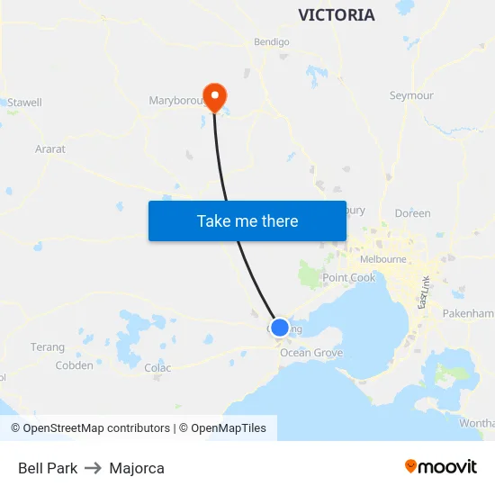 Bell Park to Majorca map