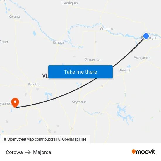 Corowa to Majorca map