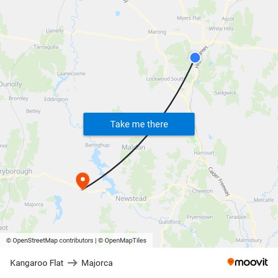 Kangaroo Flat to Majorca map