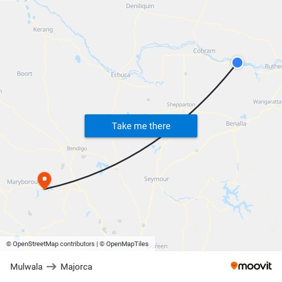 Mulwala to Majorca map