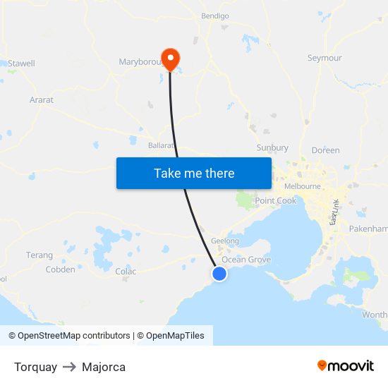 Torquay to Majorca map