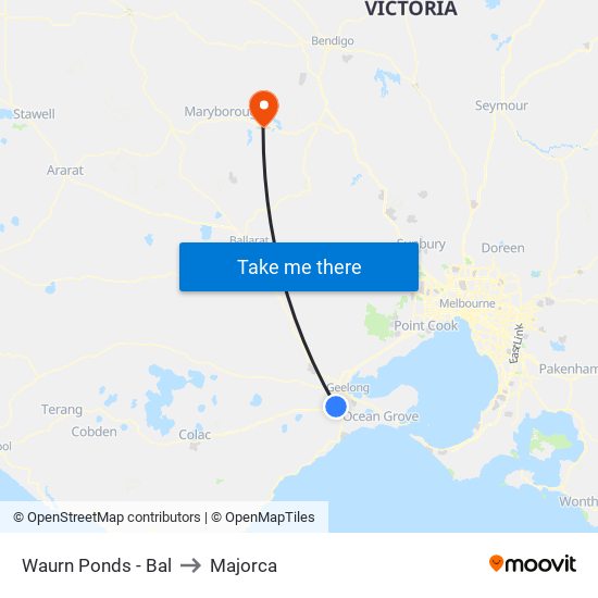 Waurn Ponds - Bal to Majorca map