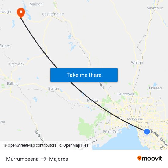 Murrumbeena to Majorca map