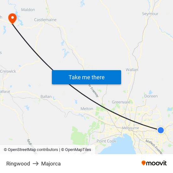 Ringwood to Majorca map