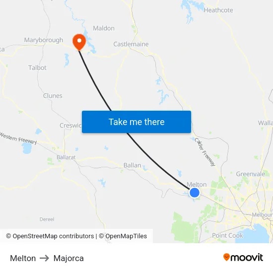 Melton to Majorca map