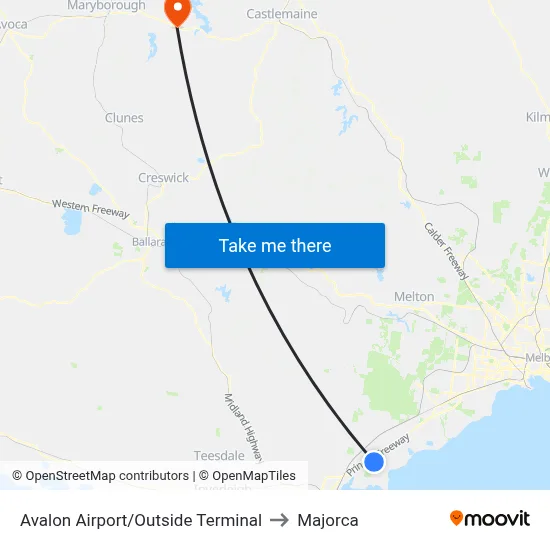 Avalon Airport/Outside Terminal to Majorca map