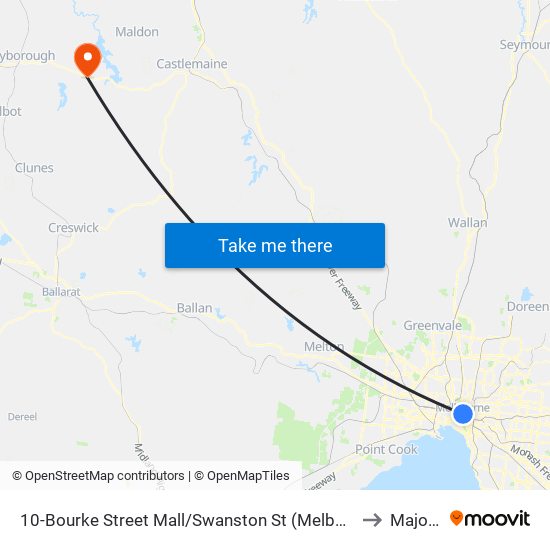 10-Bourke Street Mall/Swanston St (Melbourne City) to Majorca map