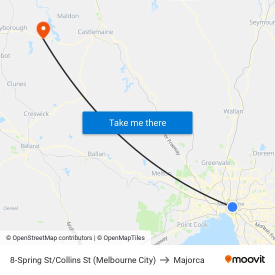 8-Spring St/Collins St (Melbourne City) to Majorca map