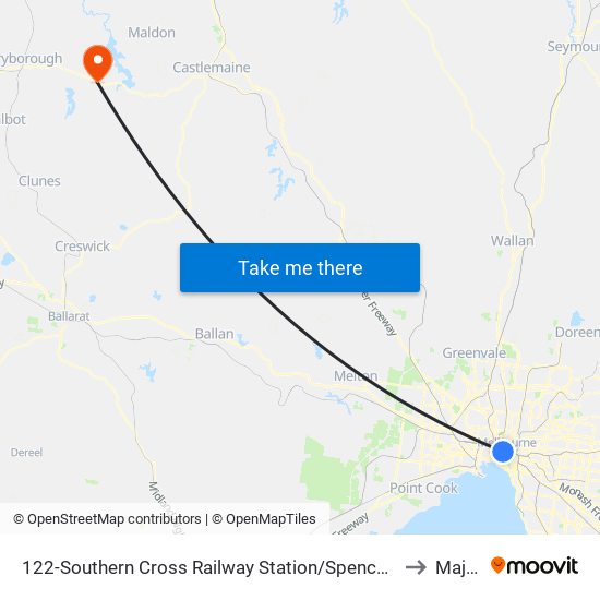 122-Southern Cross Railway Station/Spencer St (Melbourne City) to Majorca map