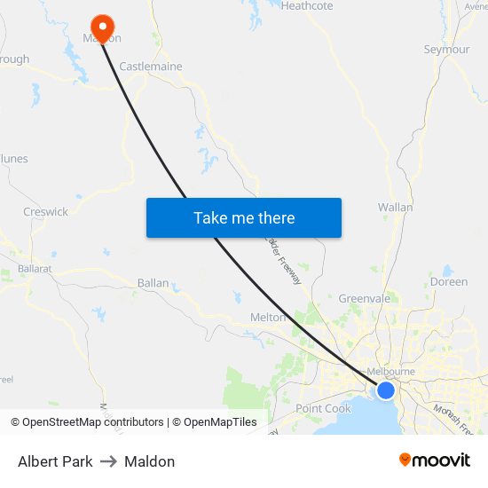 Albert Park to Maldon map