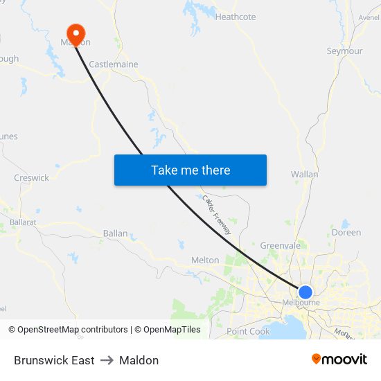 Brunswick East to Maldon map